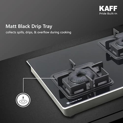 Kaff OB-QKRC-3AFB 3 Burner 77 cm Black Glass Gas Hob