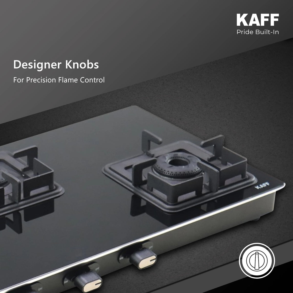 Kaff OB-QKRC-3AFB 3 Burner 77 cm Black Glass Gas Hob