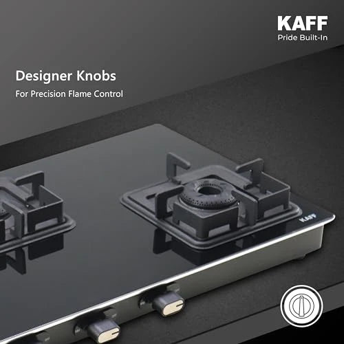 Kaff OB-QKRC-3AFB 3 Burner 77 cm Black Glass Gas Hob
