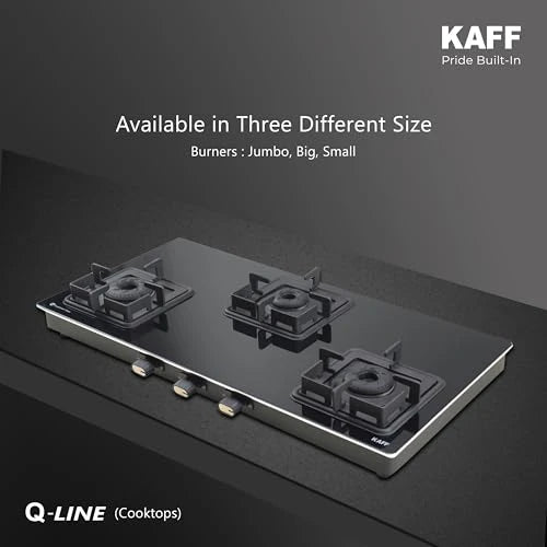 Kaff OB-QKRC-3AFB 3 Burner 77 cm Black Glass Gas Hob