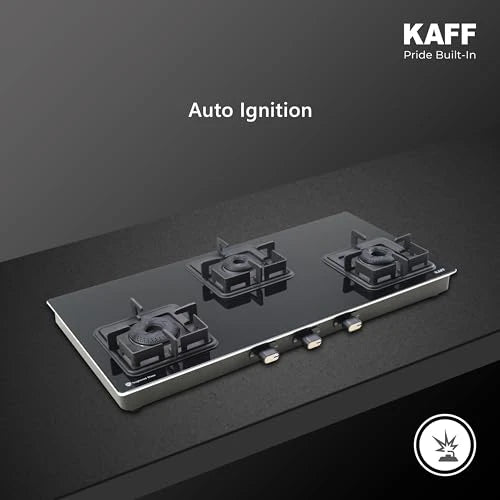 Kaff OB-QKRC-3AFB 3 Burner 77 cm Black Glass Gas Hob