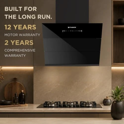 Faber Energy 60cm 1500m³/hr BLDC Autoclean Chimney|9 Speed Silent Hood|Energy Efficient|Filterless |Touch&Gesture Control |12Yr Motor,2Yr Comprehensive Warranty by Faber|Energy BLDC FL SC HC BK IN 60