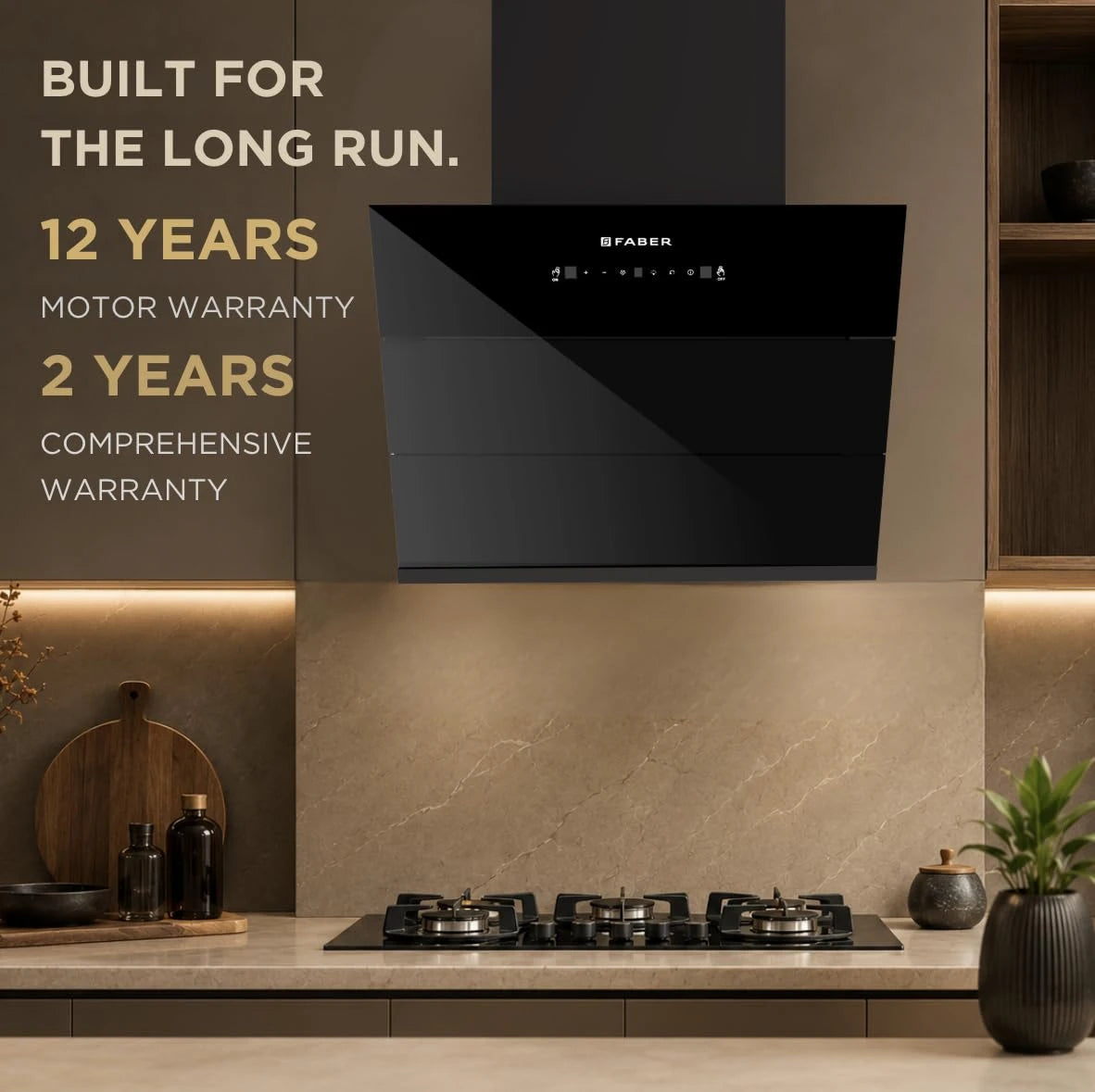 Faber Energy 60cm 1500m³/hr BLDC Autoclean Chimney|9 Speed Silent Hood|Energy Efficient|Filterless |Touch&Gesture Control |12Yr Motor,2Yr Comprehensive Warranty by Faber|Energy BLDC FL SC HC BK IN 60
