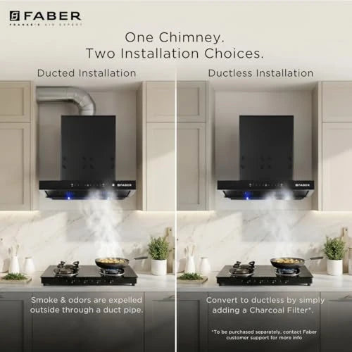 Faber Atom 90cm 1500m³/hr BLDC Autoclean Filterless T-Shape Chimney|Built In Oil Collector|Touch & Gesture Control|8Yr Motor,2Yr Comprehensive Warranty by Faber | Hood ATOM BLDC TC FL HC SC BK IN 90