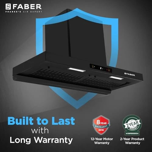 Faber Atom 90cm 1500m³/hr BLDC Autoclean Filterless T-Shape Chimney|Built In Oil Collector|Touch & Gesture Control|8Yr Motor,2Yr Comprehensive Warranty by Faber | Hood ATOM BLDC TC FL HC SC BK IN 90