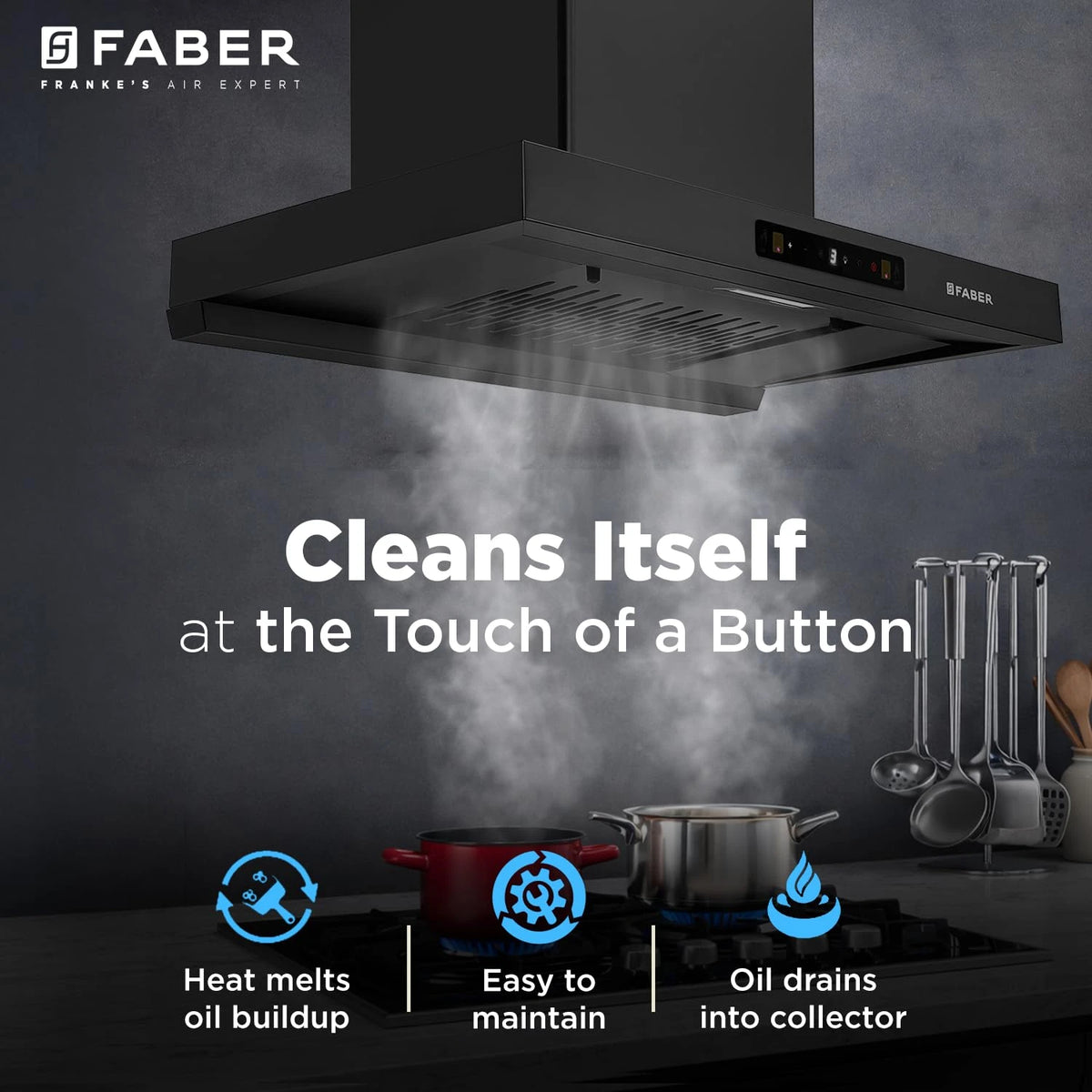 Faber Atom 75cm 1500m³/hr BLDC Autoclean Filterless T-Shape Chimney|Built In Oil Collector|Touch & Gesture Control|8Yr Motor,2Yr Comprehensive Warranty by Faber | Hood ATOM BLDC TC FL HC SC BK IN 75