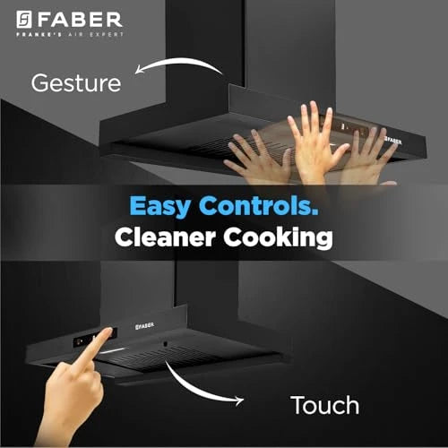 Faber Atom 75cm 1500m³/hr BLDC Autoclean Filterless T-Shape Chimney|Built In Oil Collector|Touch & Gesture Control|8Yr Motor,2Yr Comprehensive Warranty by Faber | Hood ATOM BLDC TC FL HC SC BK IN 75