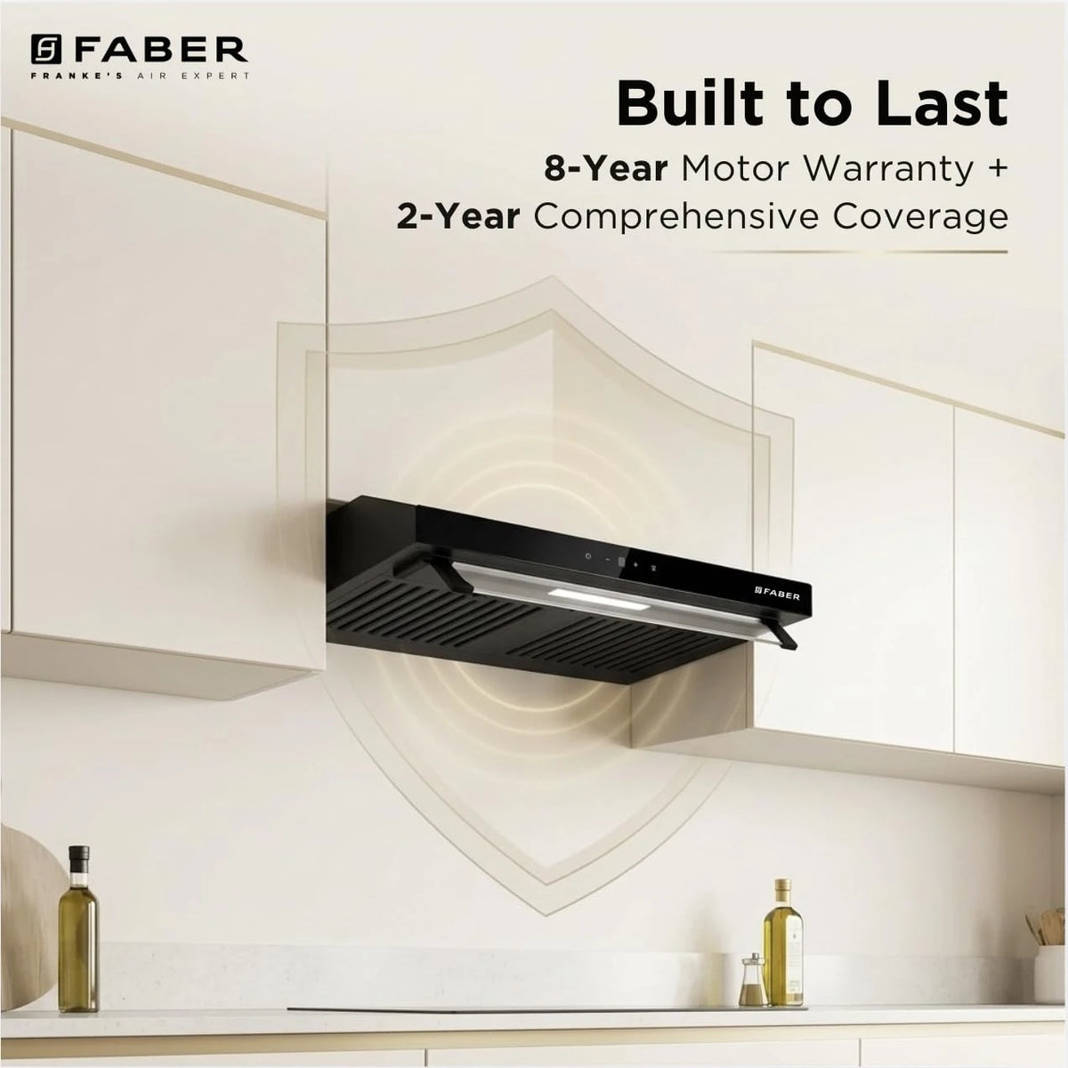 Faber Ruby Ductless 60cm 1000m³/hr Baffle Filter Chimney | LED Lighting | Touch Control | 8 Yr Motor, 2 Yr Comprehensive Warranty by Faber | HOOD RUBY TC BK IN 60