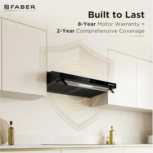 Faber Ruby Ductless 60cm 1000m³/hr Baffle Filter Chimney | LED Lighting | Touch Control | 8 Yr Motor, 2 Yr Comprehensive Warranty by Faber | HOOD RUBY TC BK IN 60