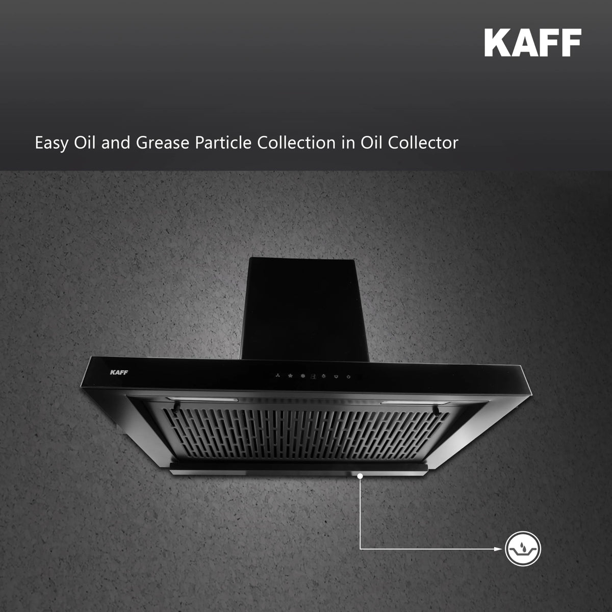 KAFF ASHPRO (SUPER) DHC 60cm Auto Clean Kitchen Chimney | 1450 m³/h Suction | Filterless Dry Heat Technology | Gesture & Touch Control | Tilted Glass Design | Matte Black | 7 Years Motor Warranty