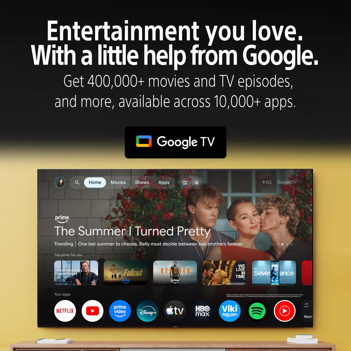 Sony BRAVIA 3II K-65XR35M2 Google TV home screen showing streaming apps such as Netflix, YouTube, Prime Video and Disney+