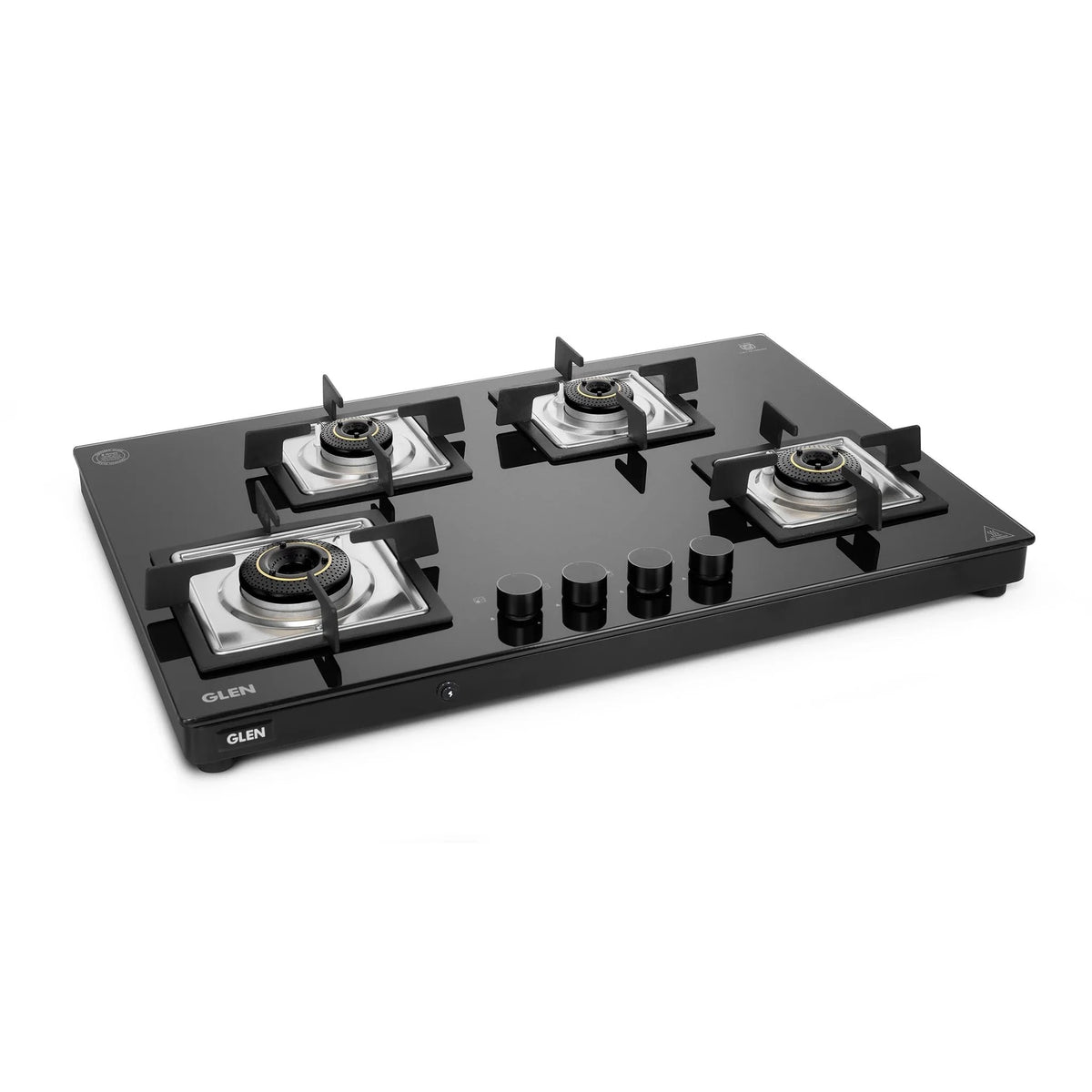 Glen 4 Burner Ultra Slim Premium LPG Gas Stove | 8 MM Thick Toughened Glass Top | 1 Jumbo Forged Brass Burner | Auto Ignition | 2 Years Standard And 5 Years Glass Warranty | 1045USTNAI