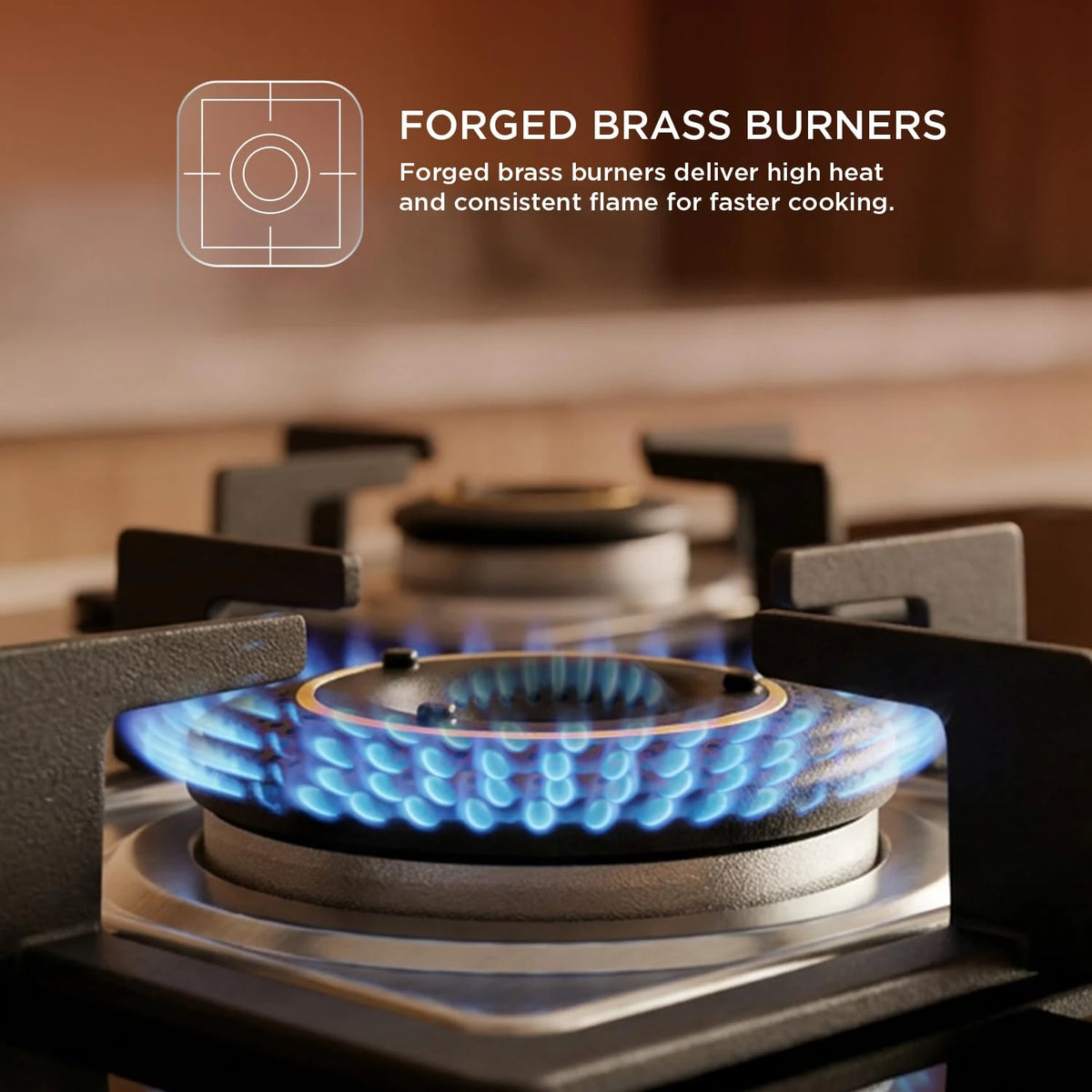 Glen 4 Burner Ultra Slim Premium LPG Gas Stove | 8 MM Thick Toughened Glass Top | 1 Jumbo Forged Brass Burner | Auto Ignition | 2 Years Standard And 5 Years Glass Warranty | 1045USTNAI