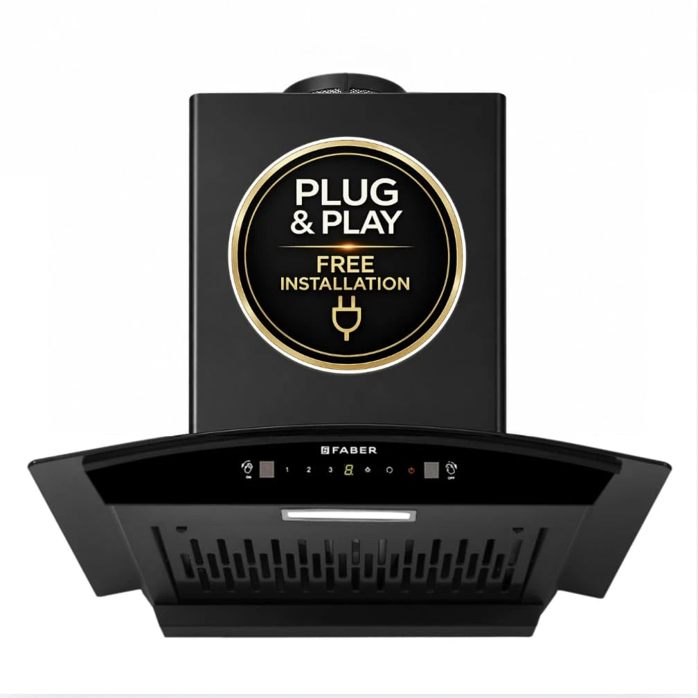 Faber Delight Pro 60 cm Plug & Play Autoclean Chimney | Free Installation |1500 m³/hr Suction | Filterless | Zero Maintenance cost on Filters for 2 years | 12 Years warranty on Motor