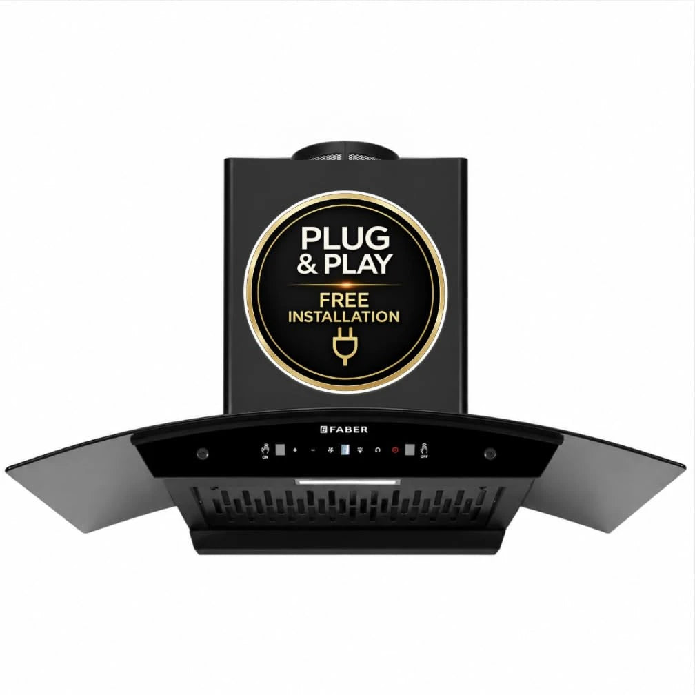 Faber Vento 90cm Plug & Play BLDC Autoclean Chimney | Free Installation |1500 m³/hr Suction | Filterless | Zero Maintenance cost on Filters for 2 years| 12 yrs warranty on Motor