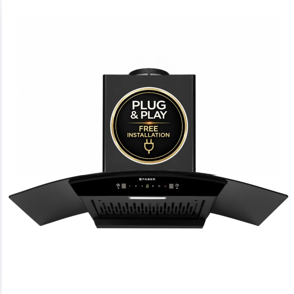 Faber Delight Pro 90 cm Plug & Play Autoclean Chimney | Free Installation |1500 m³/hr Suction | Filterless | Zero Maintenance cost on Filters for 2 years | 12 Years warranty on Motor