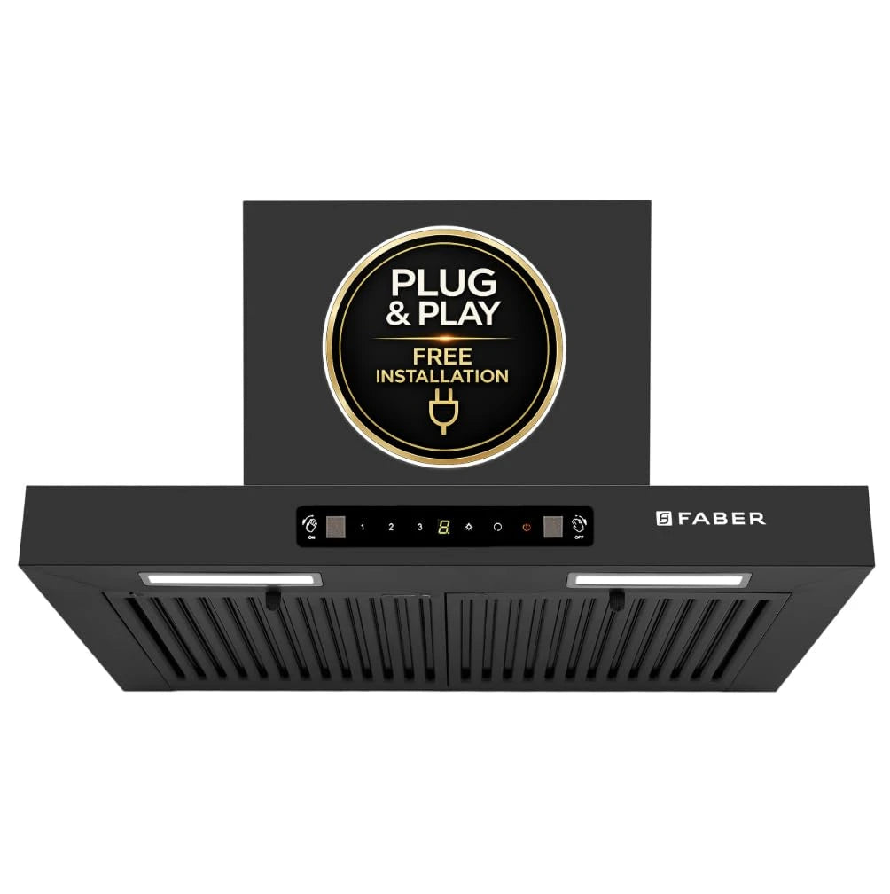 Faber Cruise 60 cm 1500 m³/hr T-Shape Plug N Play Kitchen Chimney|Free Installation|Baffle Filter |Touch Control|12 Yrs on Motor, 2Yrs comprehensive warranty by Faber|HOOD CRUISE PNP TC BF BK IN 60-T