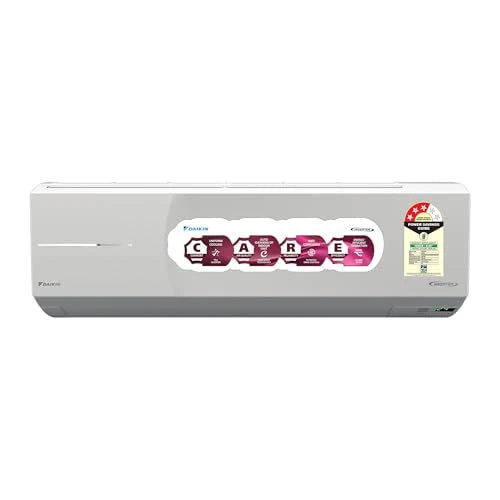 Daikin FTKL50XV16 white inverter split AC indoor unit front view with CARE feature sticker