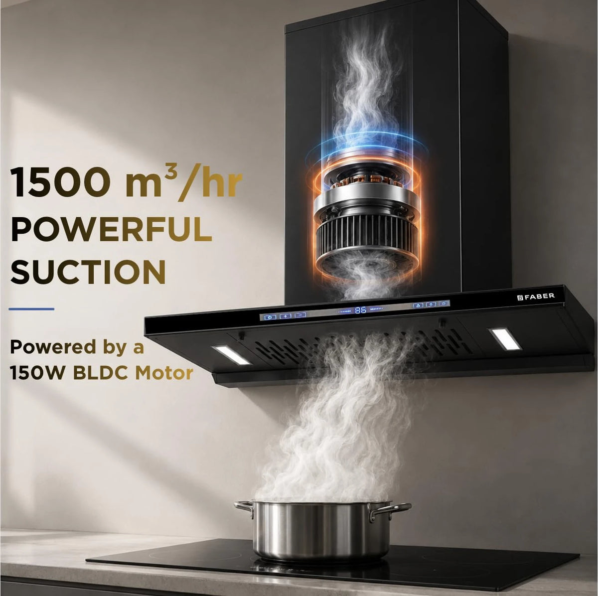 Faber SLIMX 75cm 1500m³/hr BLDC Autoclean Filterless T-Shape Chimney||Built In Oil Collector|Touch & Gesture Control|12Yr Motor,2Yr Comprehensive Warranty by Faber |HOOD SLIMX HC SC FL BK BLDC IN 75-T
