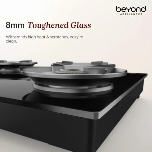 Beyond Appliances Quantum Pro 4 Burner | Gas Saver Stove | 5 Star Energy Rated |10 Year Warranty | Auto Ignition | 77% Energy Efficient| Full Brass burners | LPG & PNG | ISI & LERC Certified