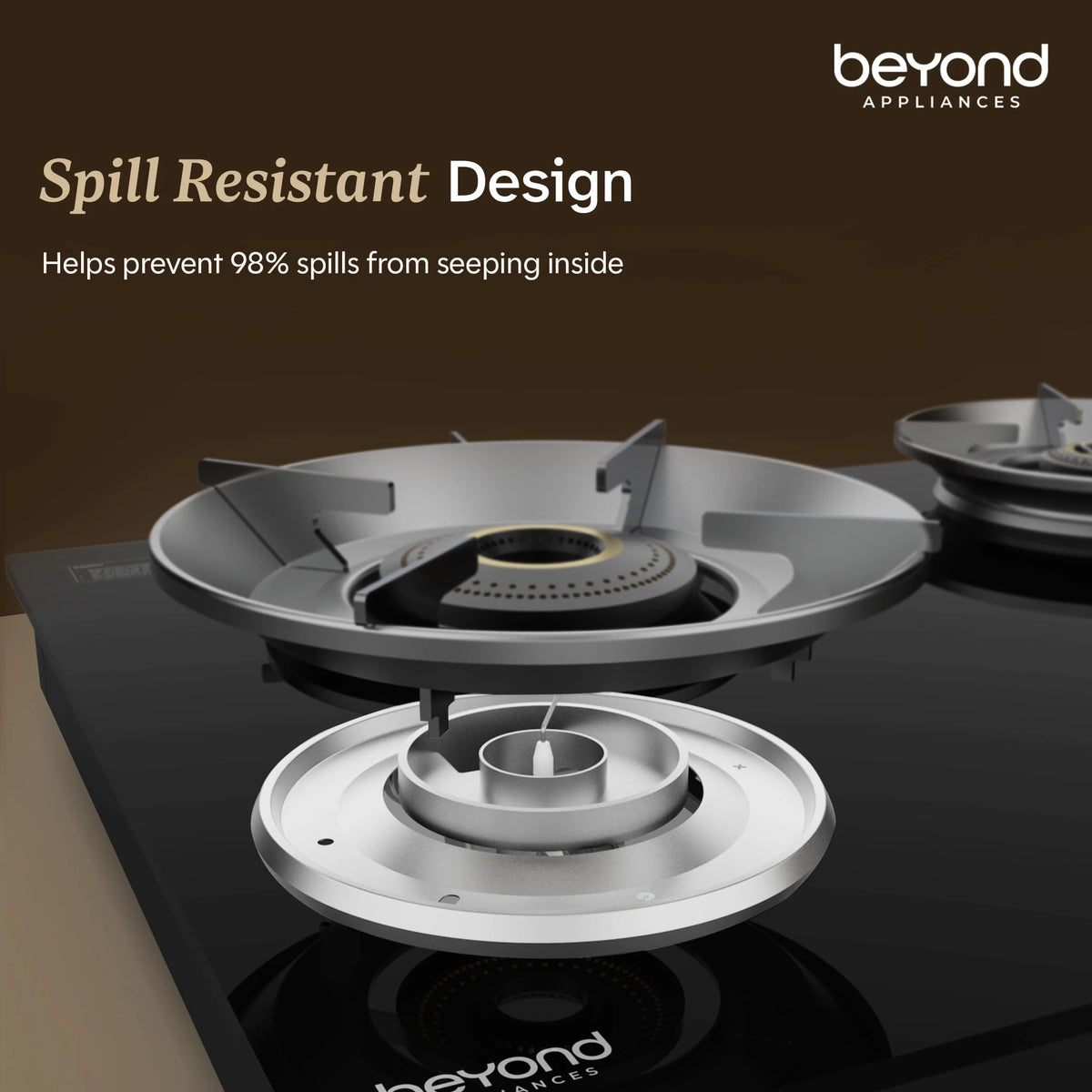 Beyond Appliances Quantum Pro 4 Burner | Gas Saver Stove | 5 Star Energy Rated |10 Year Warranty | Auto Ignition | 77% Energy Efficient| Full Brass burners | LPG & PNG | ISI & LERC Certified