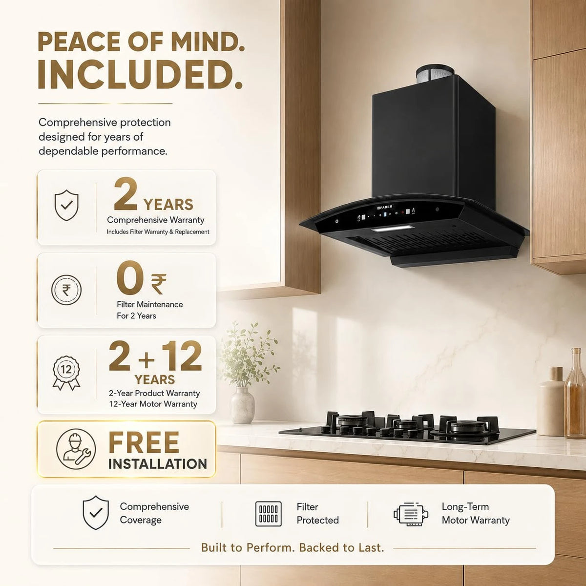 Hood Delight Pro 1500 m³/hr Filterless Autoclean Plug N Play Chimney|Free installation|Touch&Gesture Control
