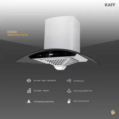 Kaff Ambra DHC SS Stainless Steel 90 Cm Kitchen Chimney