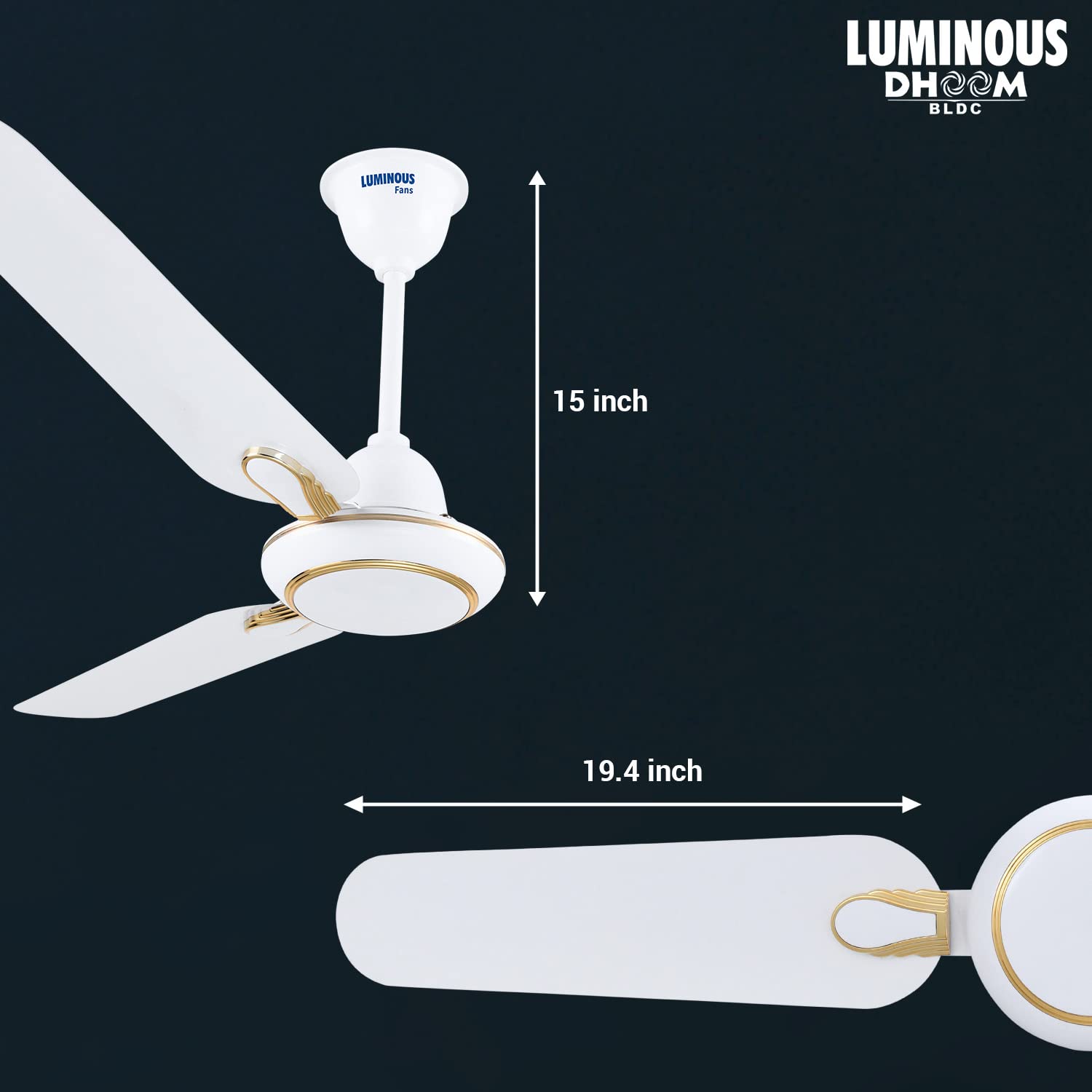 Luminous Dhoom BLDC 1200MM 35W Fan Mint White