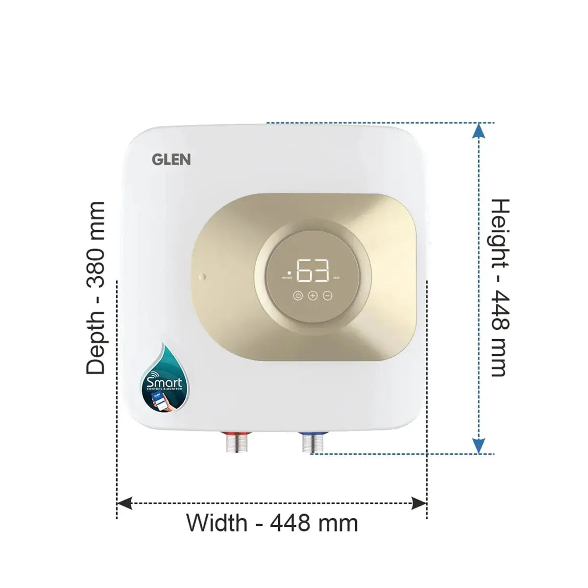 Glen 2000 Watt Smart Water Heater with WiFi And Digital Control ,15 L White, 5 Star, | 7 Year on Glass lined tank, 3 Year on Heating Element, 2 Years Comprehensive warranty, Free Installation (7055 15