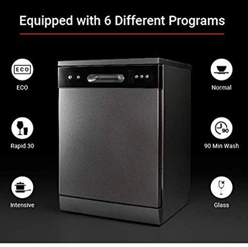 Hafele Aqua 14XL, 14 Place Settings Stainless Steel Freestanding Dishwasher, Silver INOX