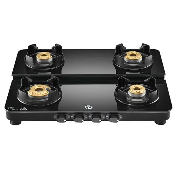 Hindware 63 cm 4 Burner Cooktop Alverio Dplx Black Manual Ignition
