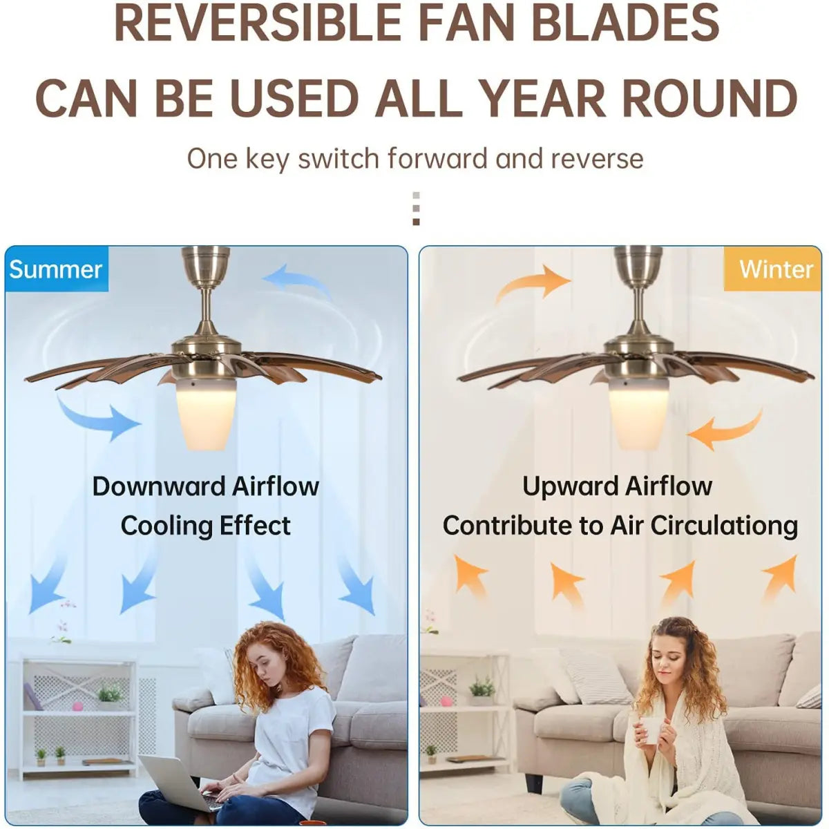 oltao Susan Chandelier fan with BLDC Motor, Reverse Air Flow For Summer winter mode (Metallic Brown)