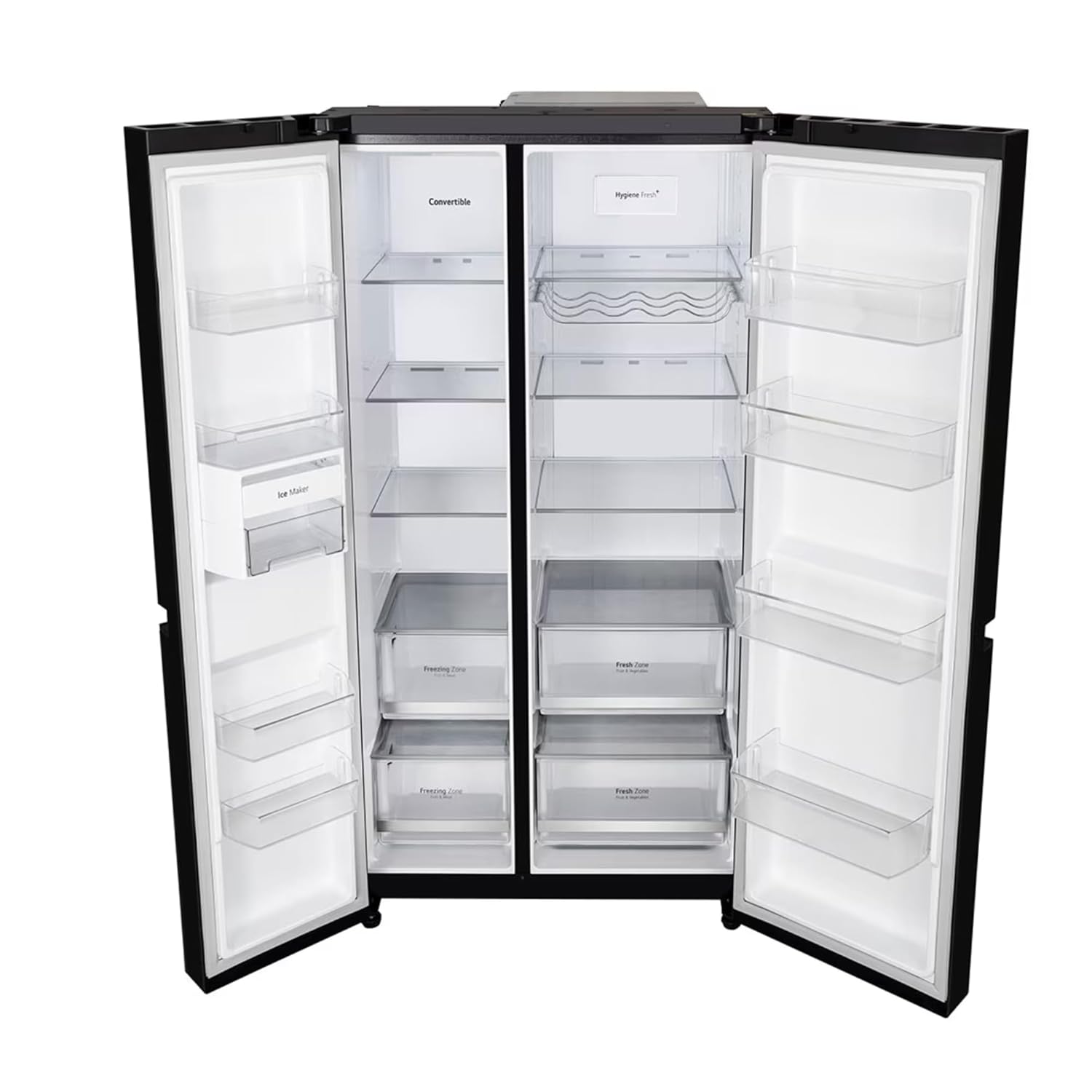 LG 650L Side by Side Fridge with DoorCooling, Smart Inverter - Black Mirror Finish (GLB257DBM3)