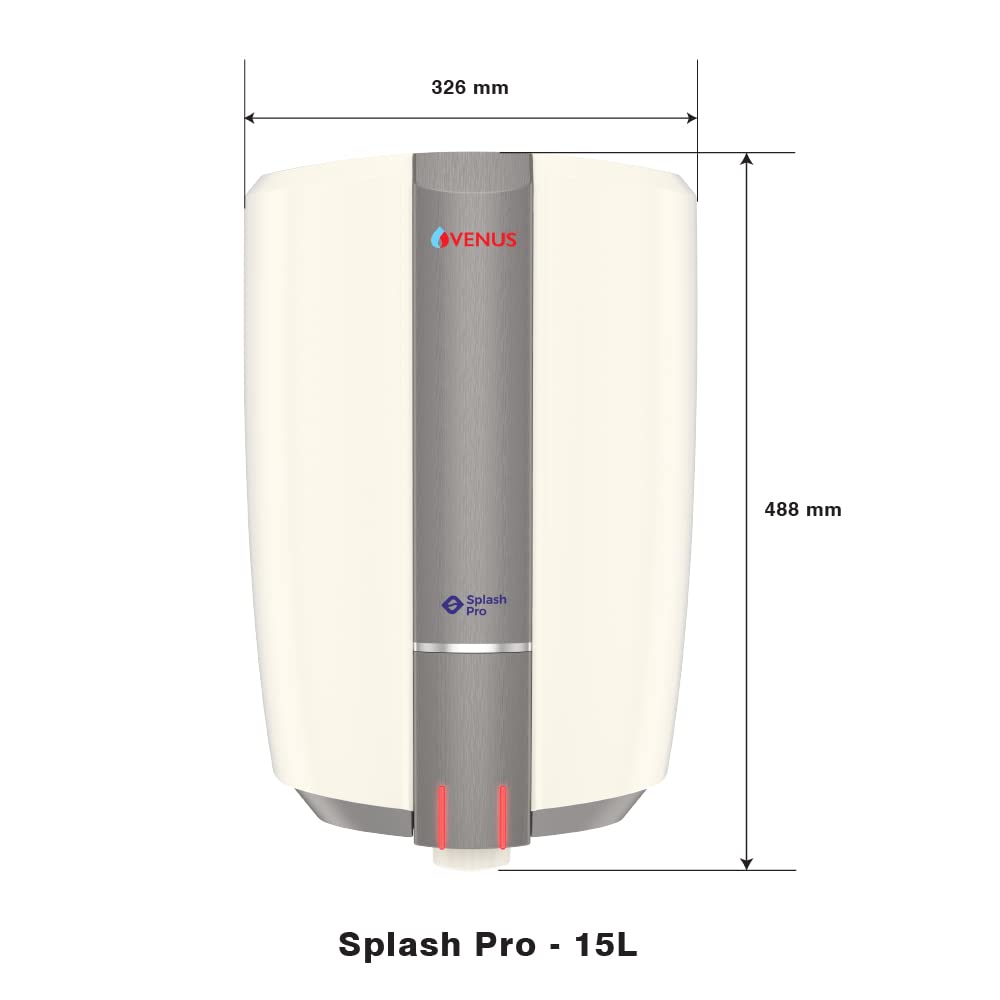 Venus Splash Pro Storage Water Heater (15 litre, Ivory/Smokey Grey)