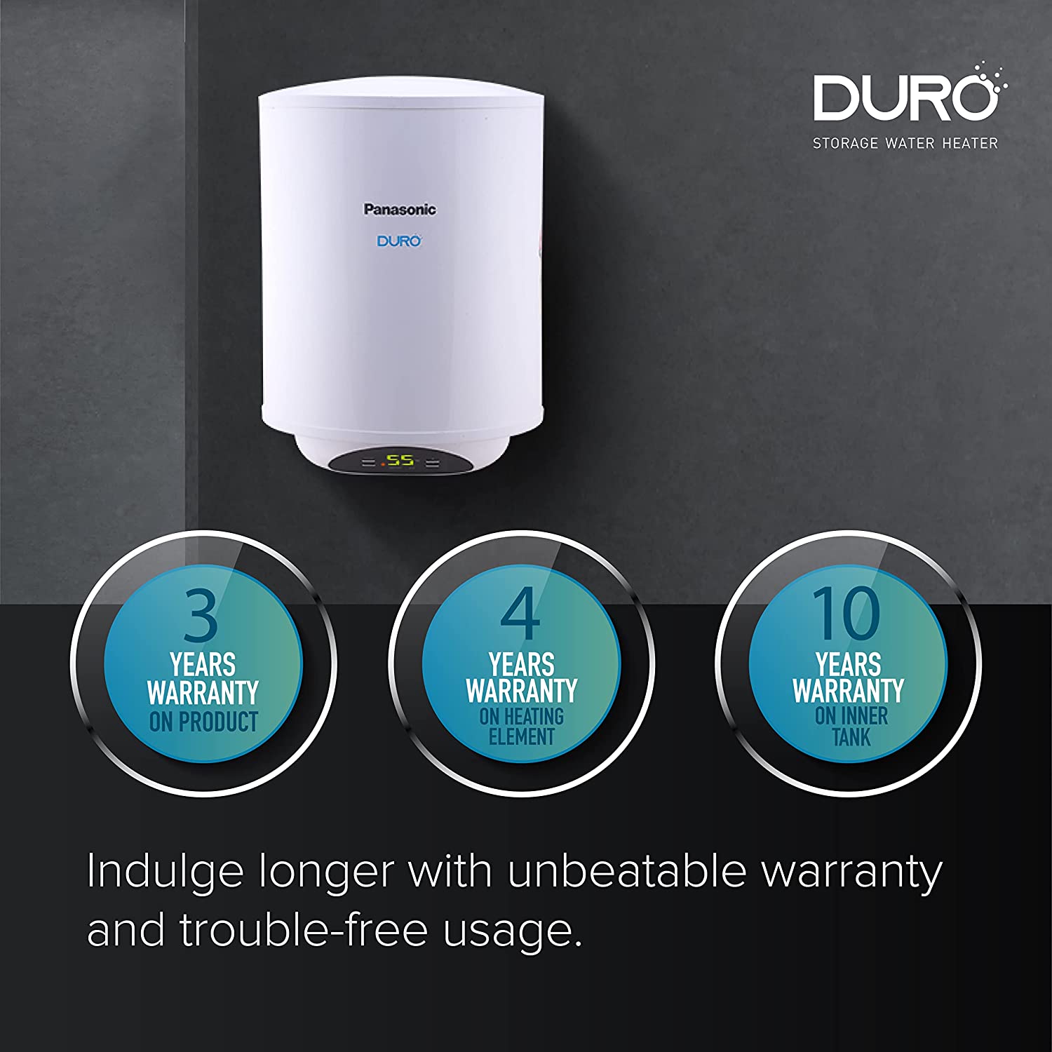 Panasonic Duro Digi 15L Water Heater (White) with Free Pipe and Installation
