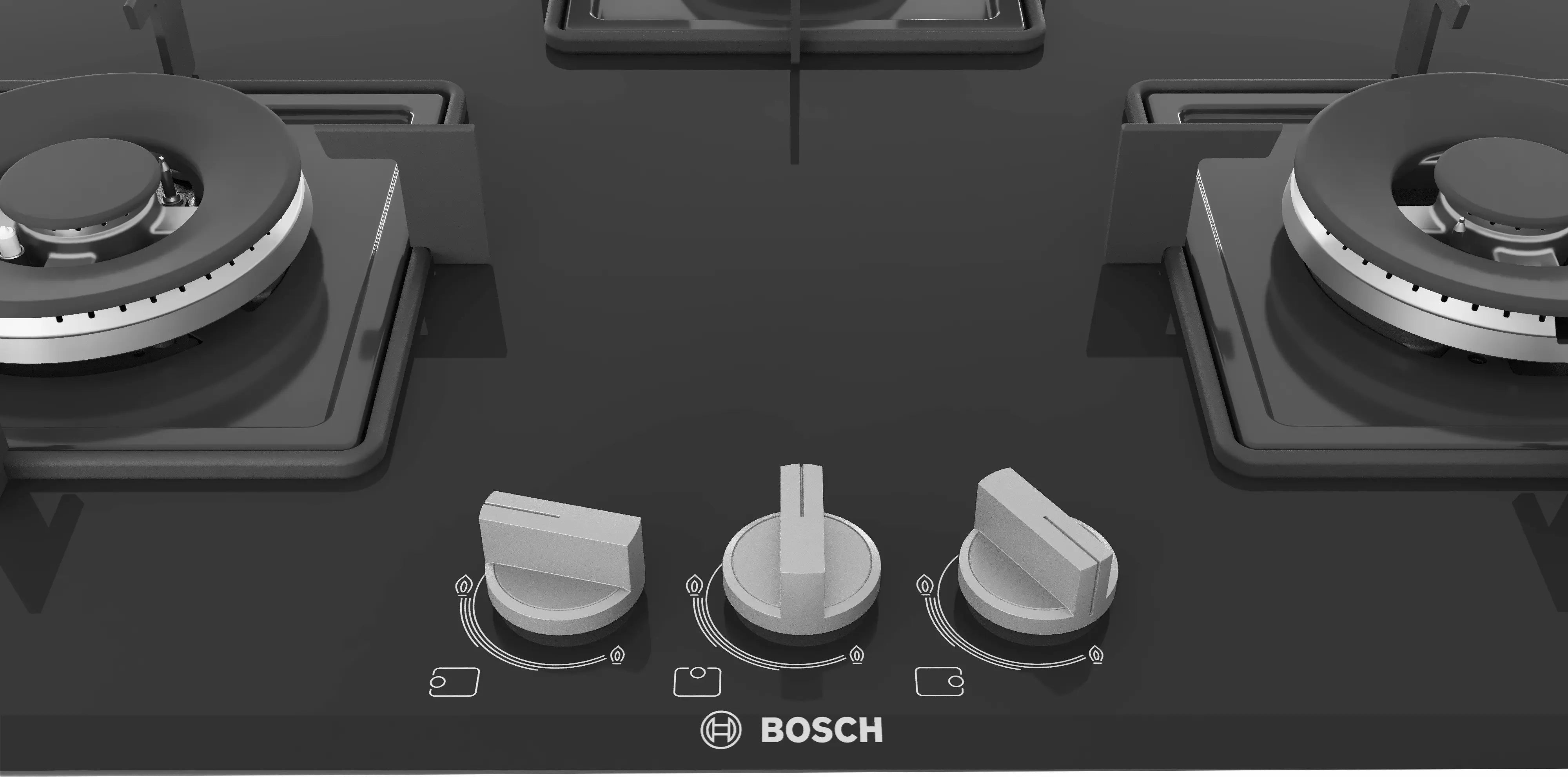 BOSCH PND7B6B10I Glass Automatic Gas Hob 3 Burners BLACK 75 CM