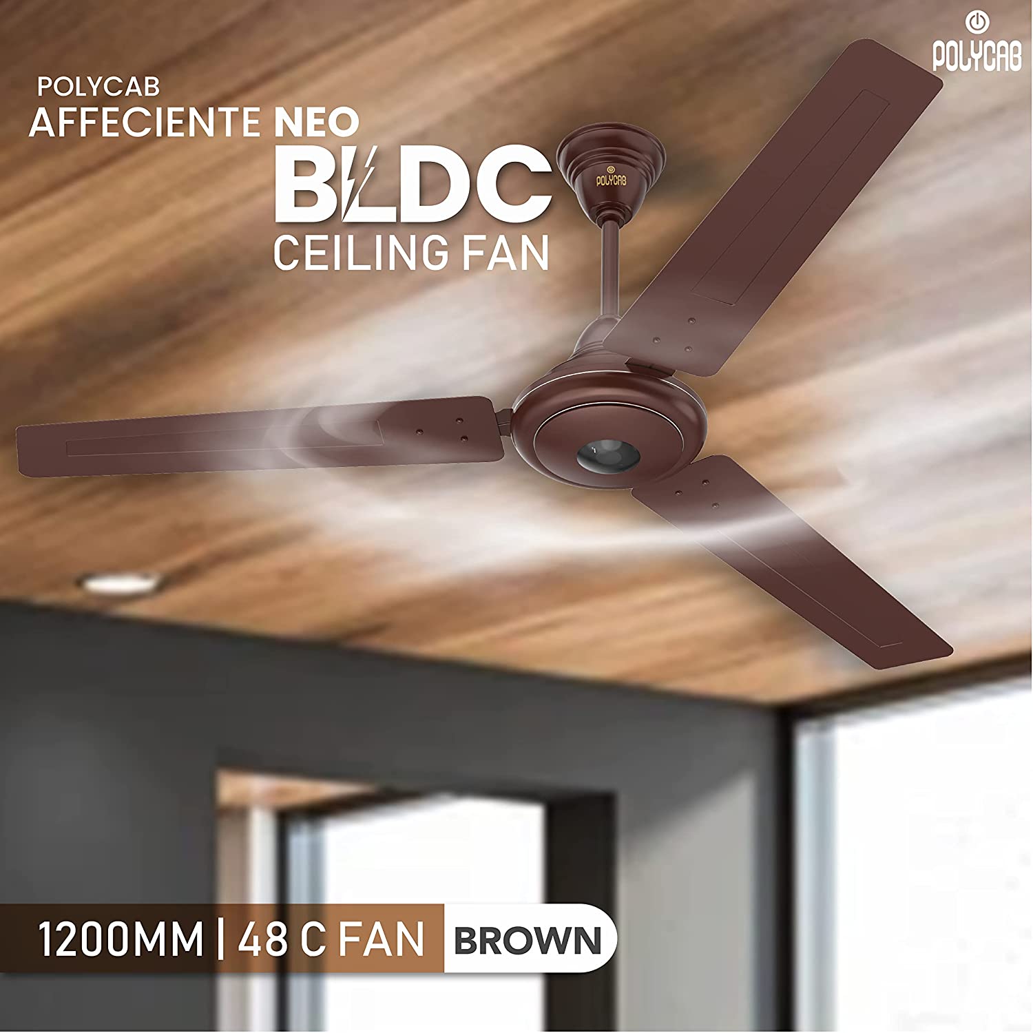பாலிகேப் அஃபெசியன்ட் நியோ BLDC 1200மிமீ சீலிங் ஃபேன் பிரவுன்