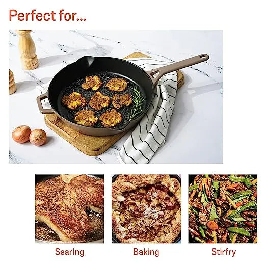 Meyer Enamel Cast Iron Skillet (Gas and Induction Base) 48602 26cm Grey