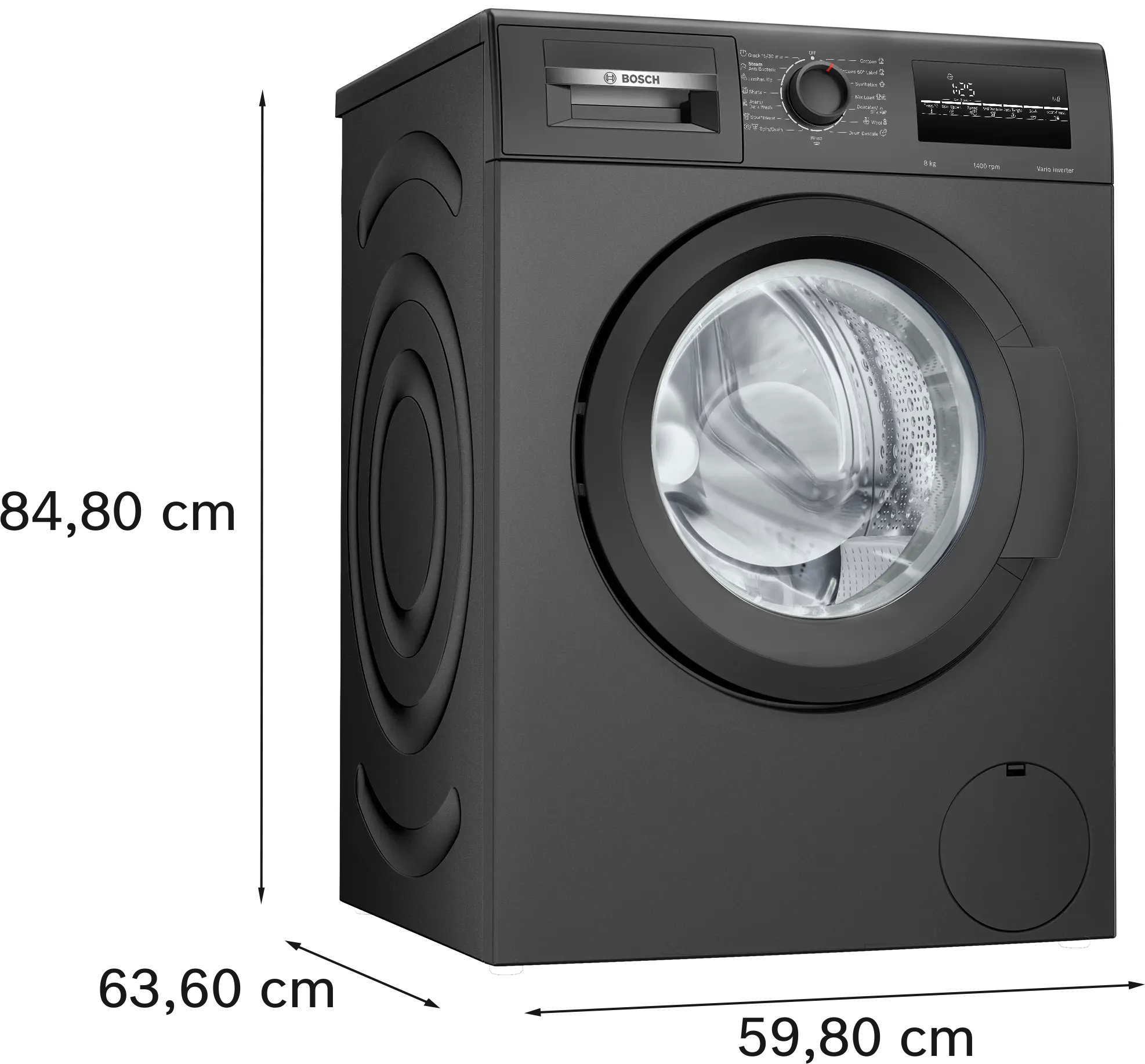 Bosch 8 kg 5 Star Fully-Automatic Front Loading Washing Machine (WAJ2826CIN, Black Grey, AI active water plus, In-Built Heater)