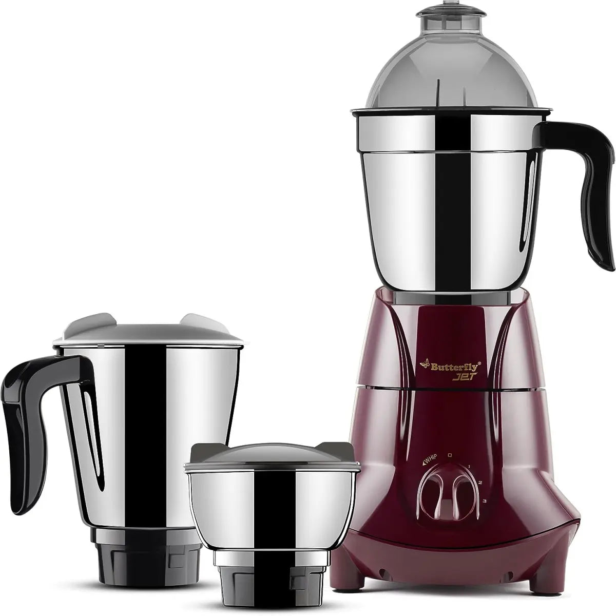Butterfly Jet 750-Watt Mixer Grinder with 3 Jars (Cherry)