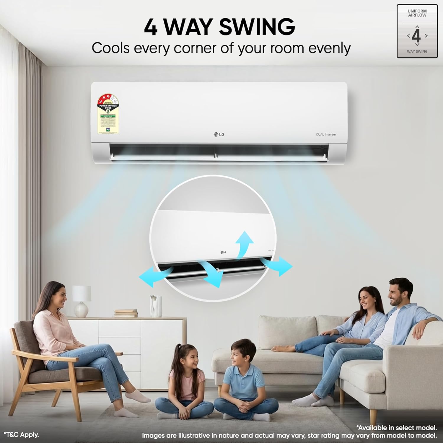 LG 2T 3S DUAL Inverter Split AC Q24ENXE - New Star Rated, Energy Efficient