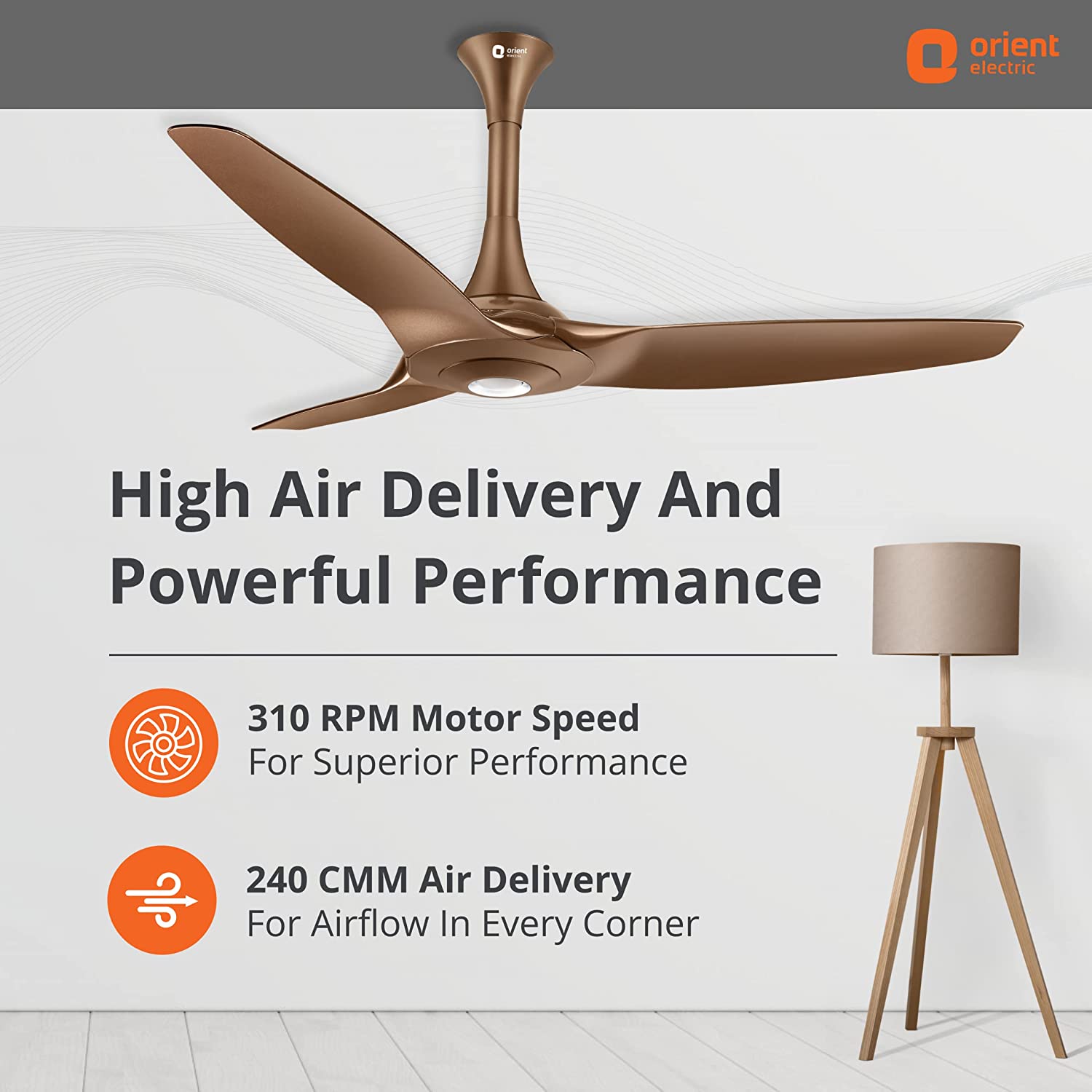 Orient Electric Aeroquiet BLDC Fan 1230 mm Caramel Brown