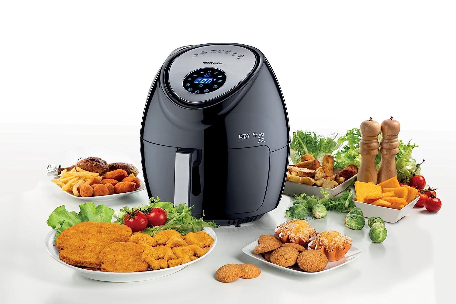 Ariete 4618, Airfryer max XXL, Air Fryer, 5.5 Liters, Fries Without Oil 2.5 kg of Chips, 1800 Watt, Black