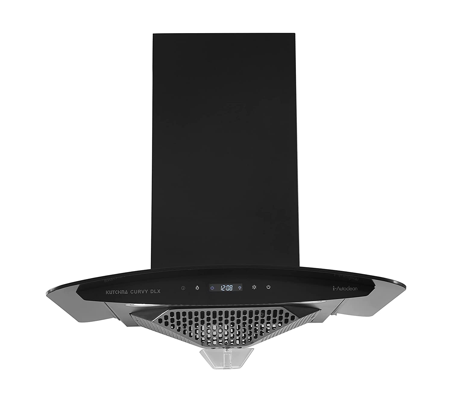 Kutchina kitchen chimney Curvy dlx 60 cm a chimni for kitchen autoclean function and a chimney with 60 cm autoclean technology with 1200 suction capacity.