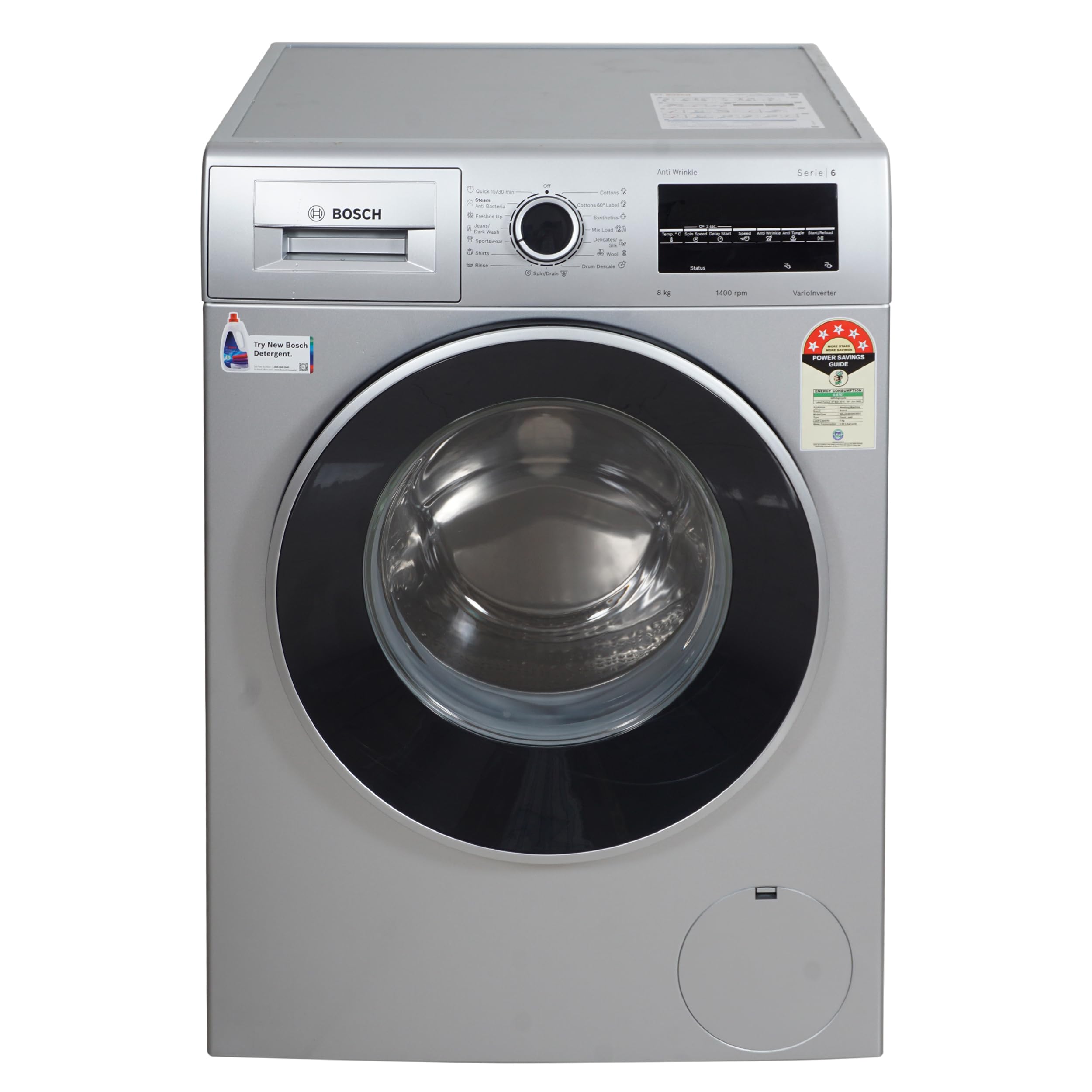 Bosch 8 KG 1400 RPM Inverter Touch Control Fully Automatic Front Loading Washing Machine With Inbuilt Heater & Steam Wash (WAJ2846GIN,Silver)