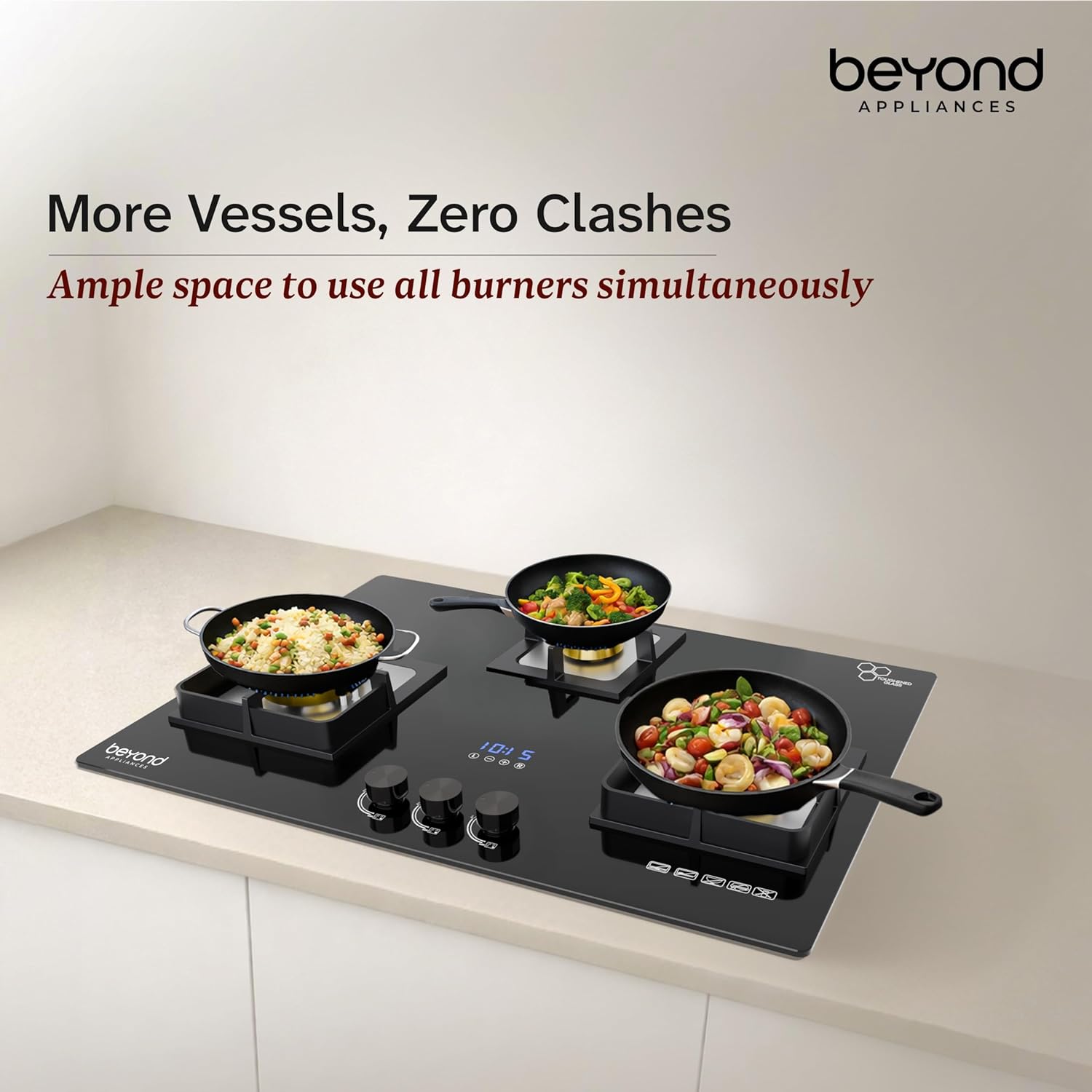 Beyond Appliances Dorado 3-Burner Smart Glass Hobtop Gas Stove