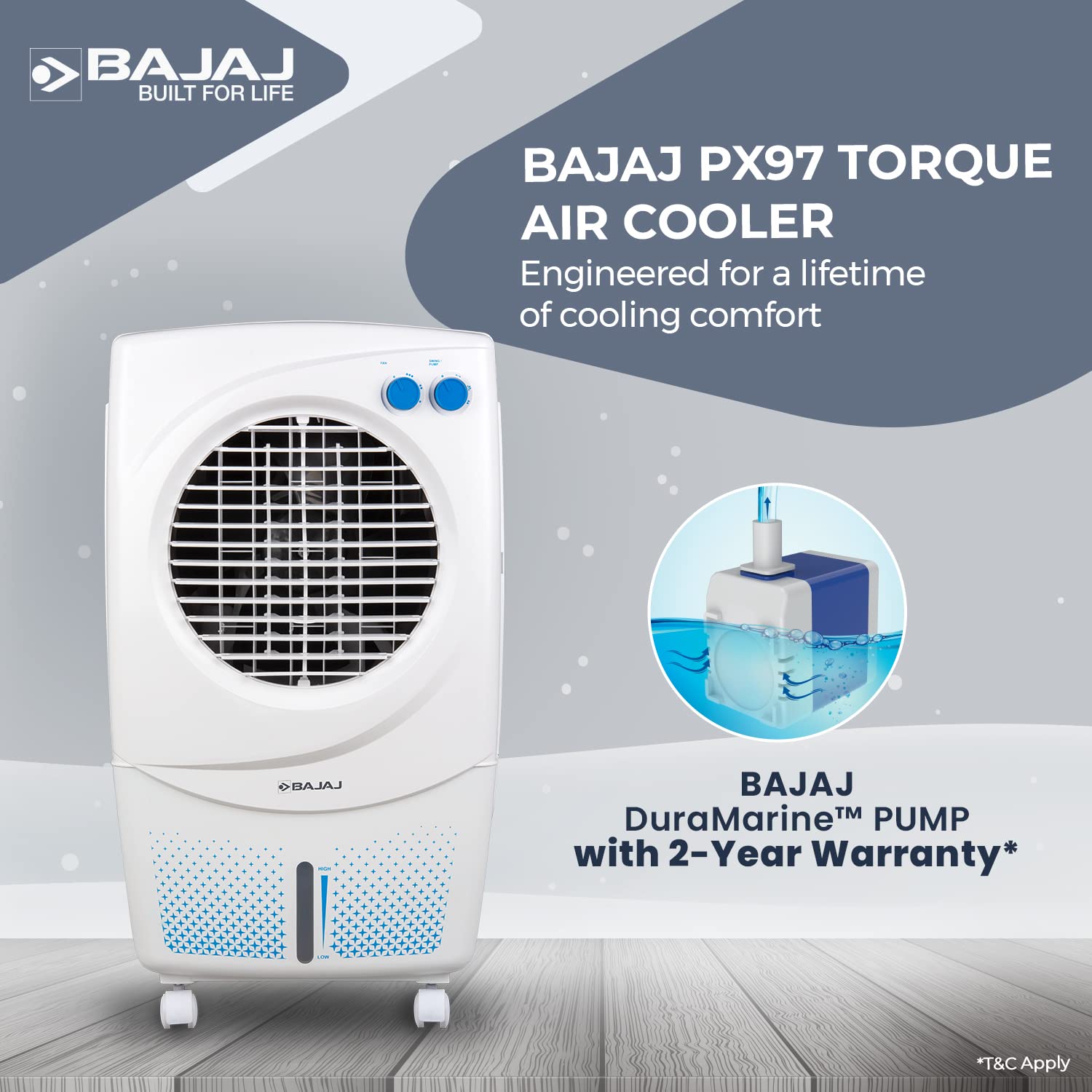 Bajaj PX 97 Torque New PMH 36L Personal Air Cooler White