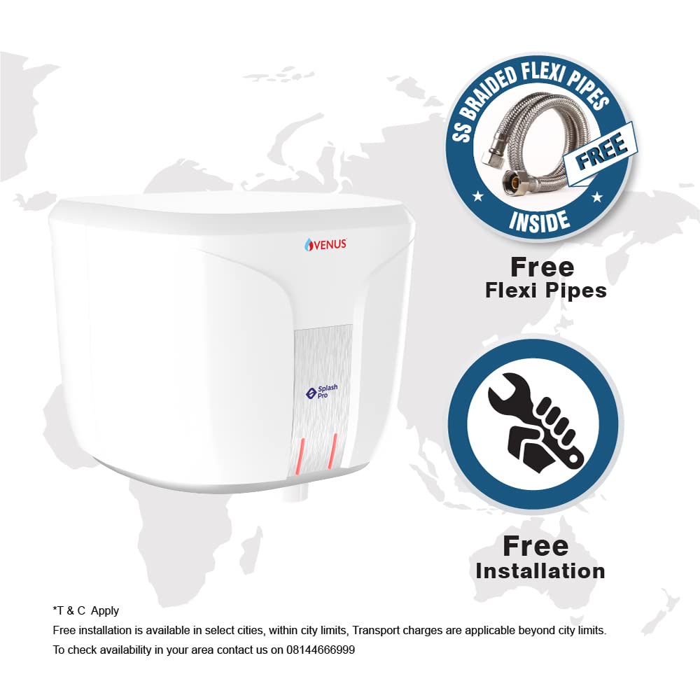 Venus Splash Pro Storage Water Heater (06 Litre, White/Graphite Silver)