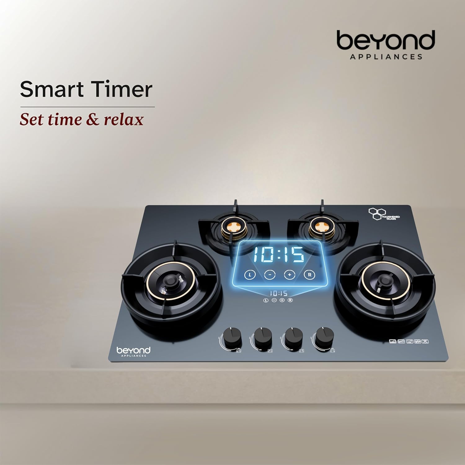 Beyond Appliances Zyra 4-Burner Glass Hobtop Gas Stove Tempered Glass