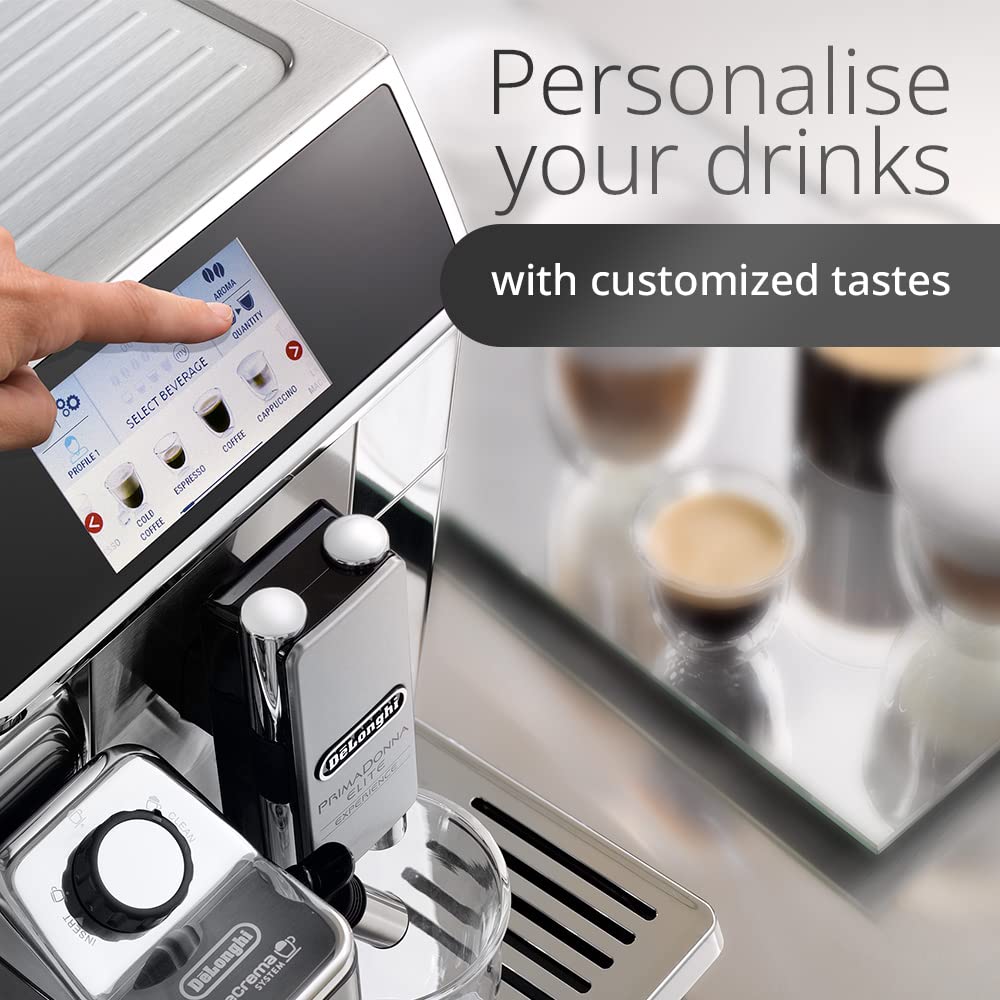 DeLonghi ECAM 650.85.MS Primadonna Elite காபி மெஷின் 1450W TFT டிஸ்ப்ளே (உலோகம்/கருப்பு)